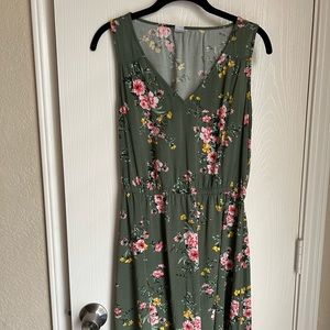 Green floral dress